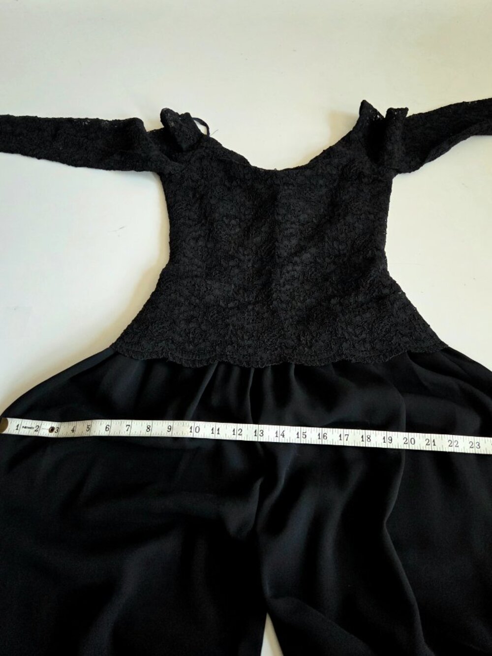 Vintage Beechers Brook Black Evening Jumpsuit Lace Sleeve Relaxed Wide Leg - Picture 9 of 9